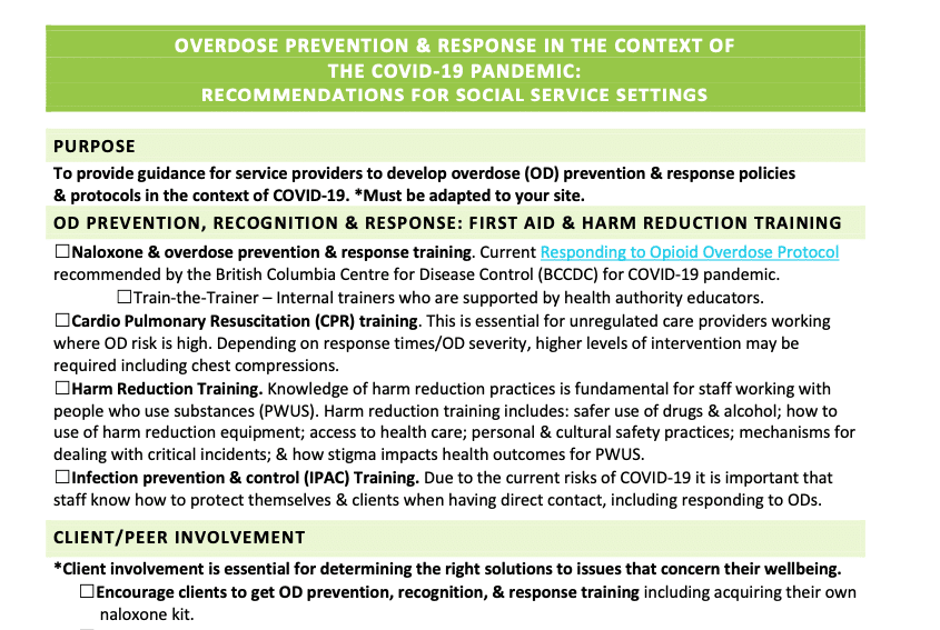 Overdose prevention and response during COVID-19